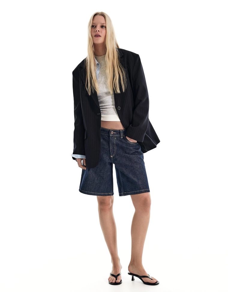 Двубортный блейзер в полоску