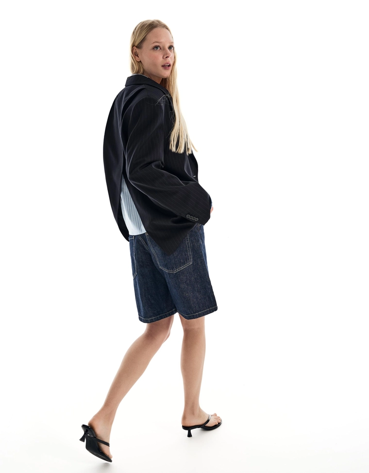 Двубортный блейзер в полоску