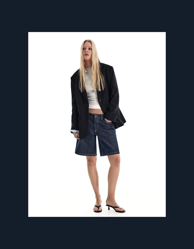 Двубортный блейзер в полоску