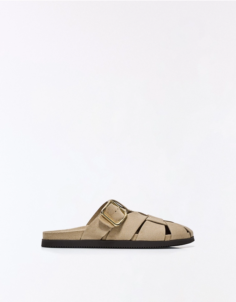 Туфли-мюли сандалии с ремешками и пряжкой