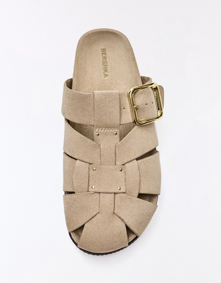 Туфли-мюли сандалии с ремешками и пряжкой