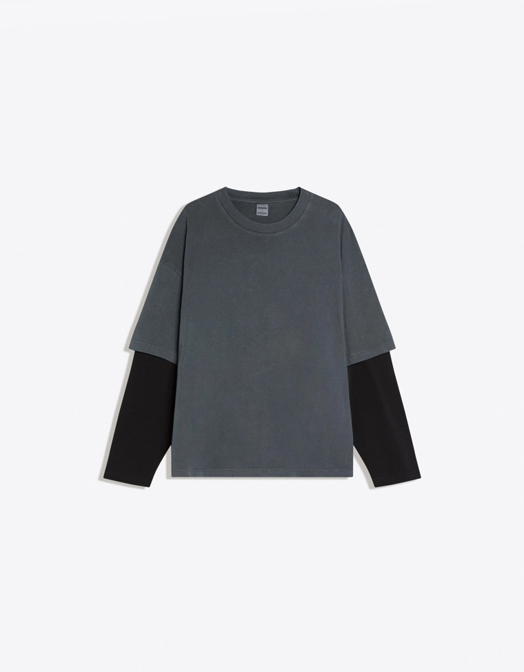 Футболка с принтом и двойными рукавами