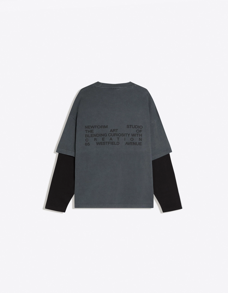 Футболка с принтом и двойными рукавами