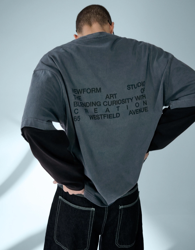 Футболка с принтом и двойными рукавами