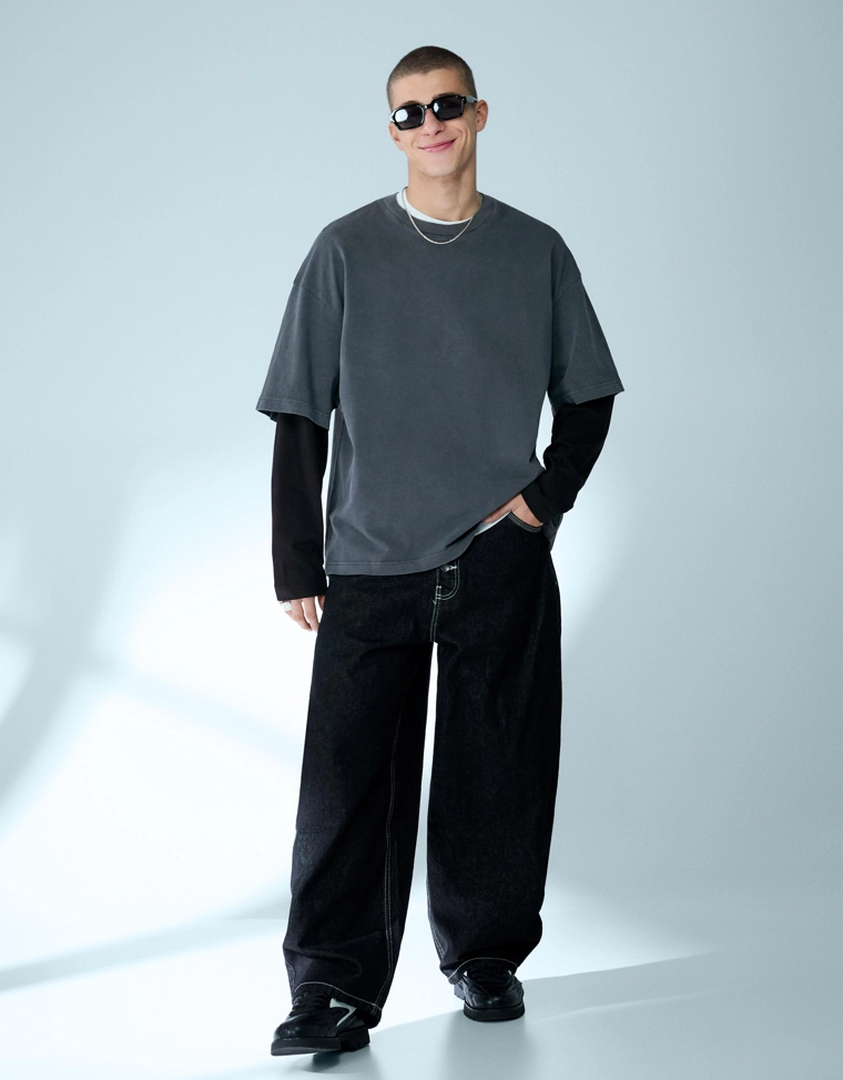 Футболка с принтом и двойными рукавами