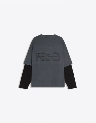 Футболка с принтом и двойными рукавами- Заказать в России