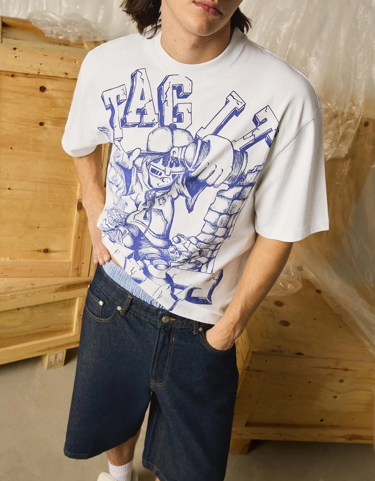 Футболка геометрического кроя с короткими рукавами и принтом