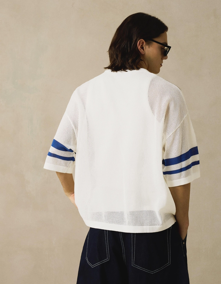 Футболка с короткими рукавами из сетки, спортивный принт