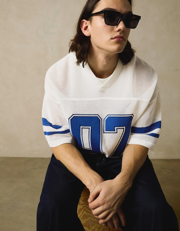 Футболка с короткими рукавами из сетки, спортивный принт