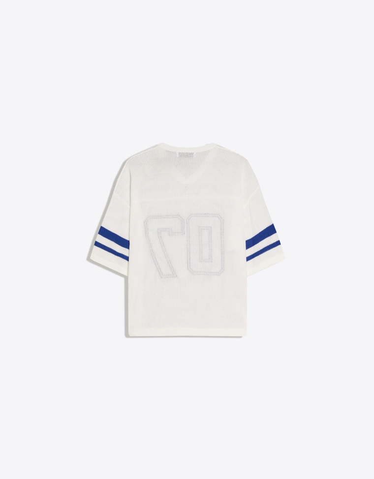 Футболка с короткими рукавами из сетки, спортивный принт