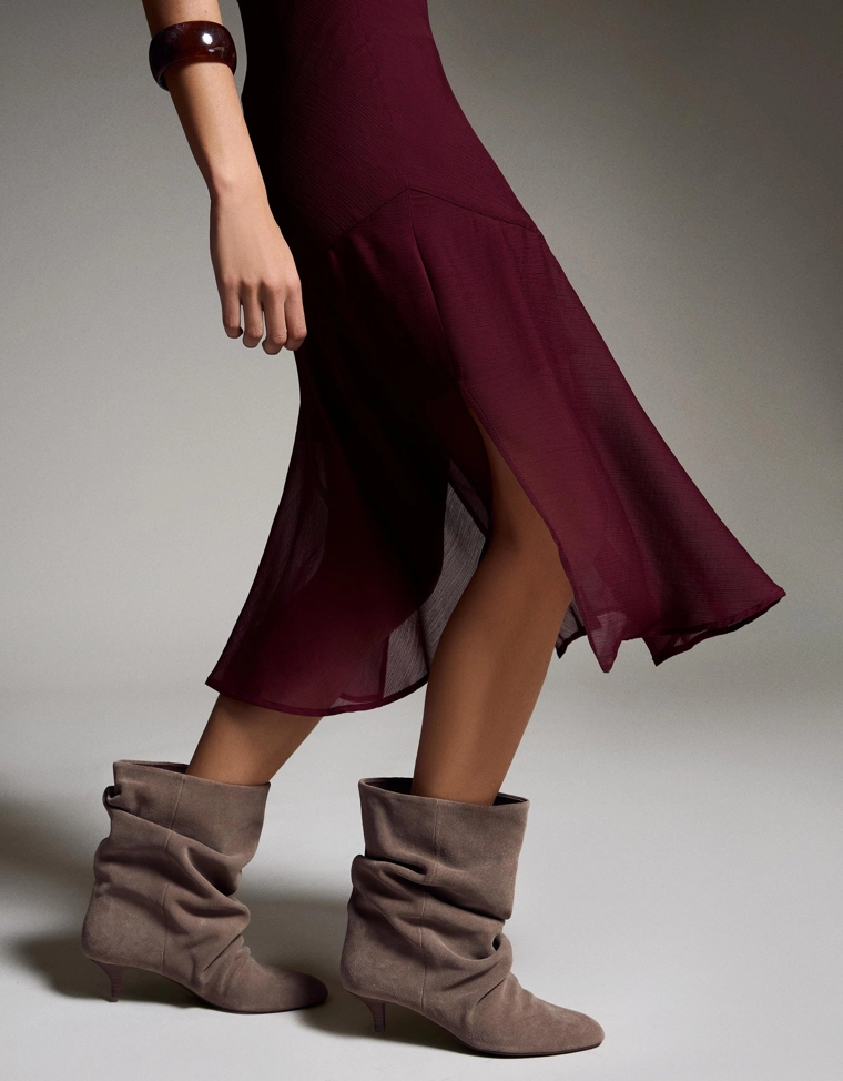 Платье миди из шифона с принтом павлина