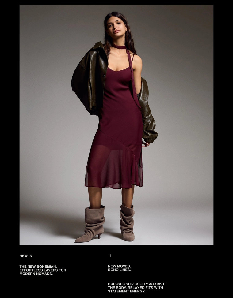 Платье миди из шифона с принтом павлина