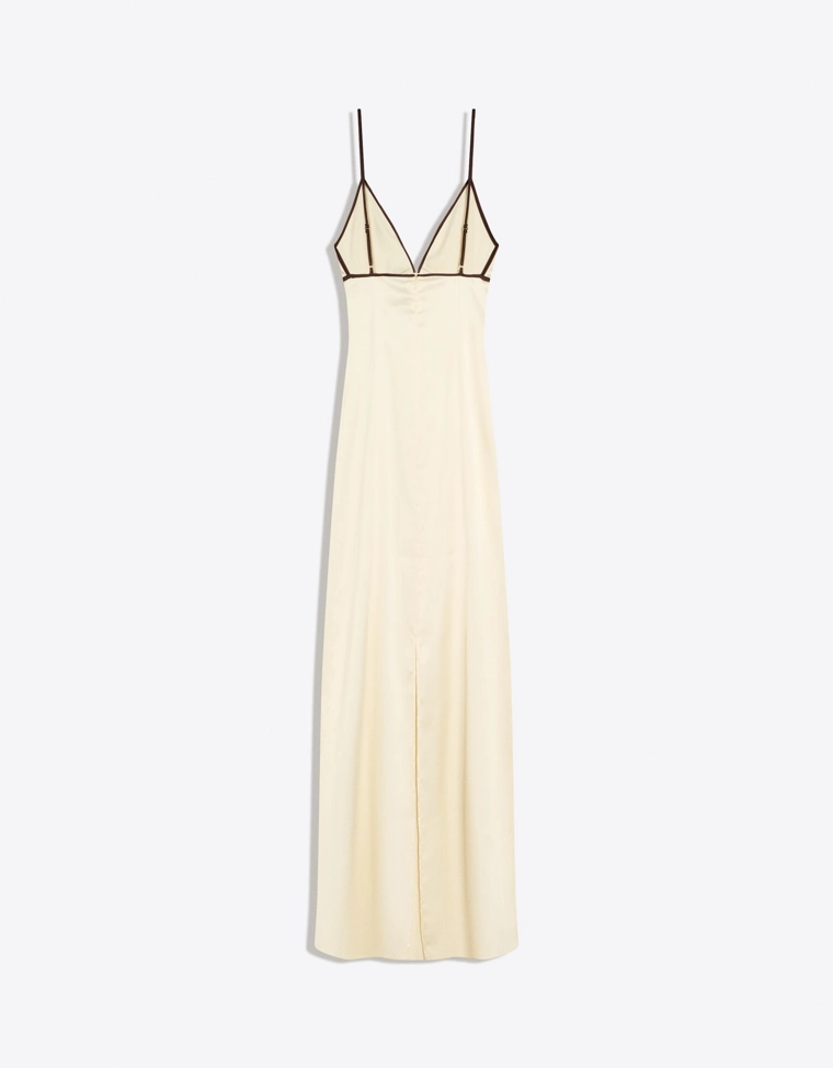 Платье миди из сатина с контрастной отделкой