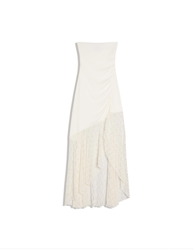 Платье миди в стиле рустик с кружевом