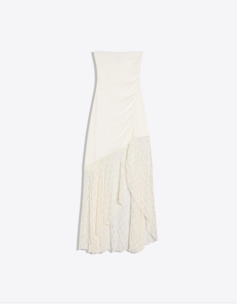 Платье миди в стиле рустик с кружевом