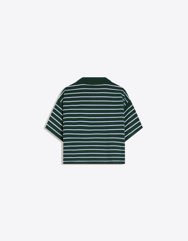 Свитер в полоску с воротником-поло