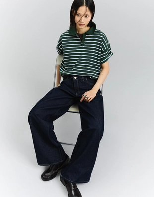 Свитер в полоску с воротником-поло- Заказать в России