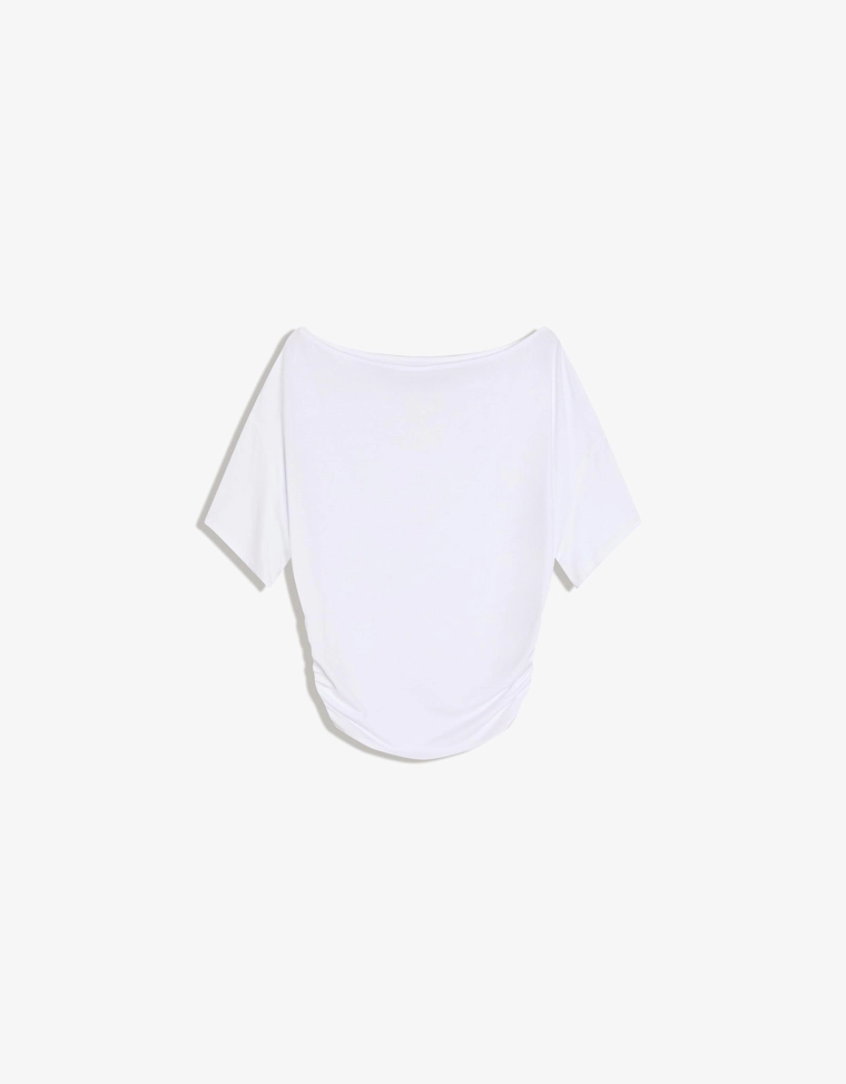 Футболка асимметричного кроя с короткими рукавами и принтом