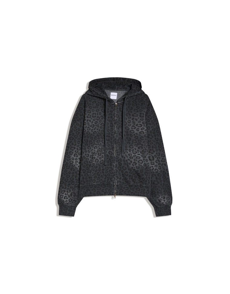 Худи на молнии с капюшоном и принтом