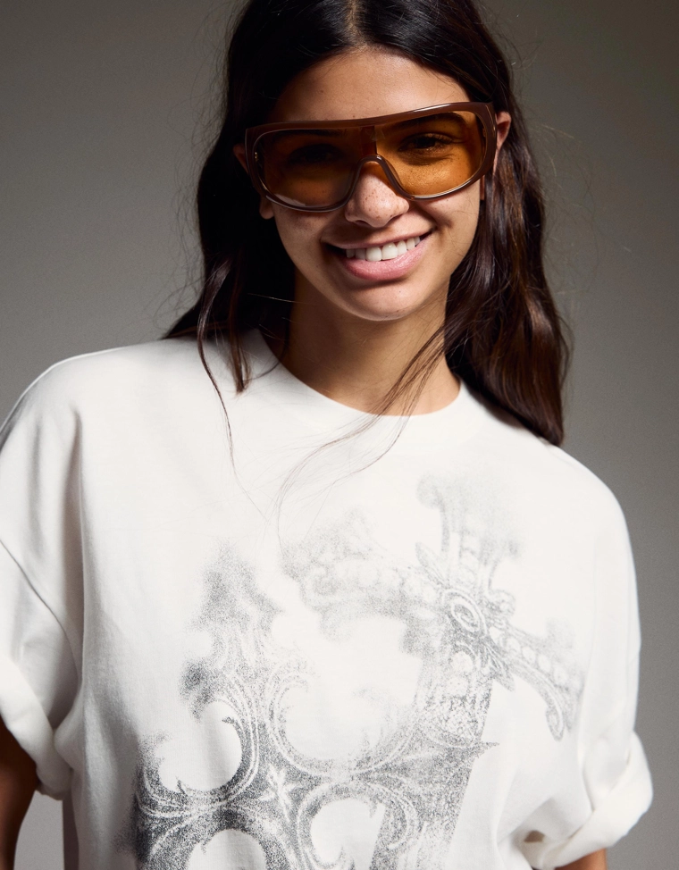 Футболка оверсайз с короткими рукавами и принтом