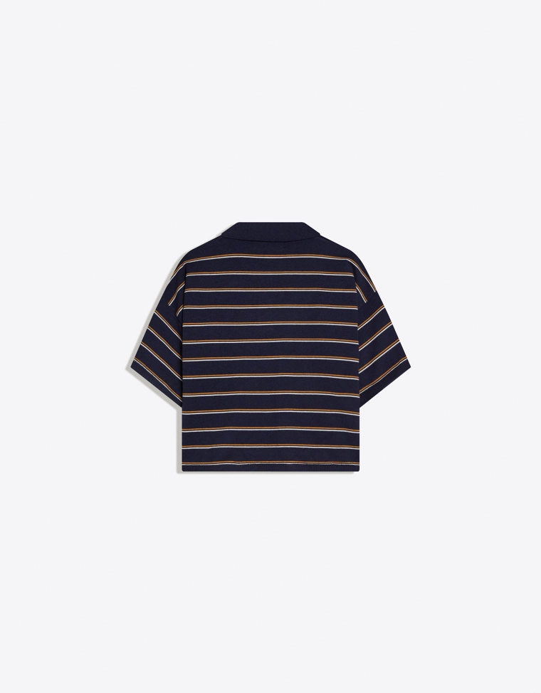 Свитер в полоску с воротником-поло