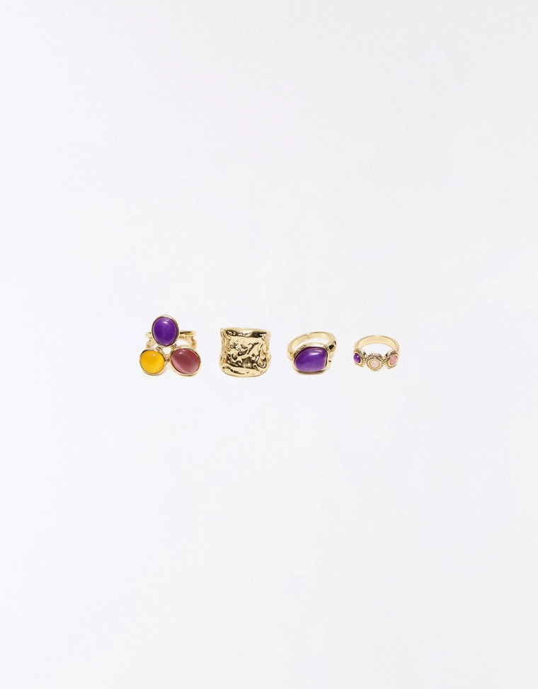 Набор из 4 кольцев с стразами