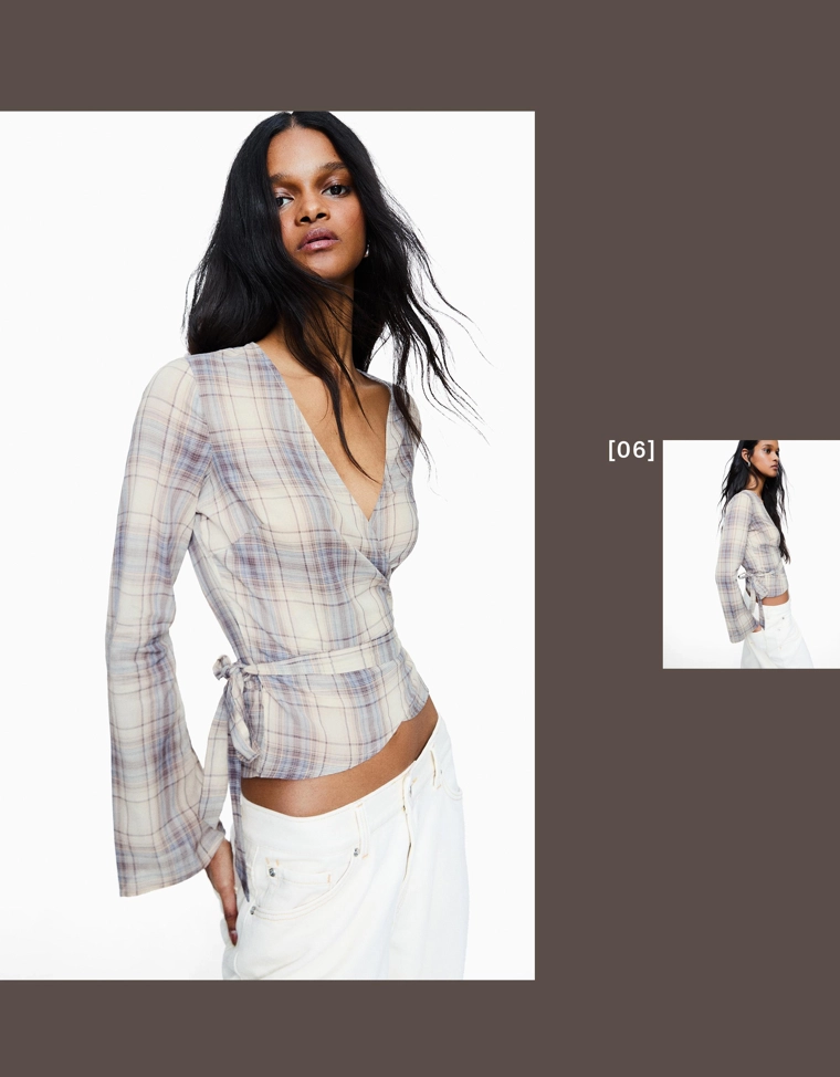 Блузка с запахом и принтом