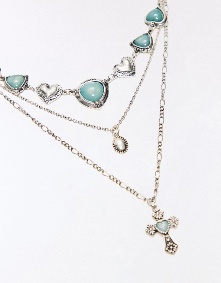 Набор из 3 колье с бирюзовым эффектом