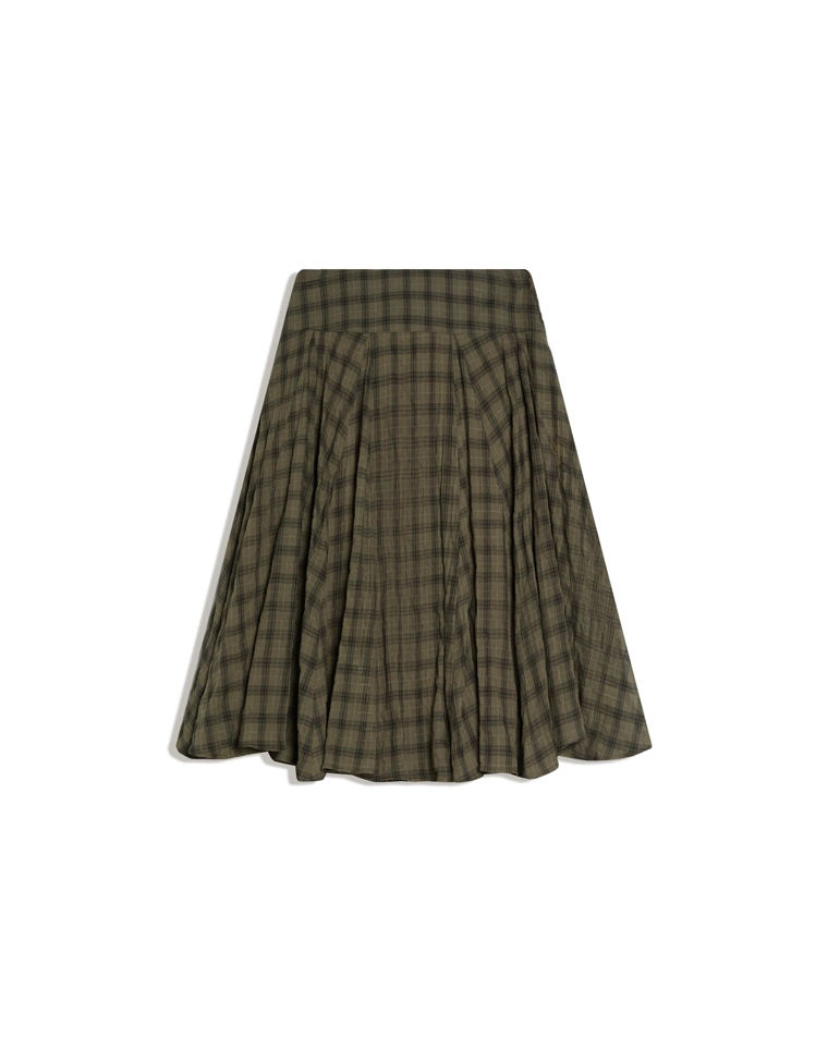 Объемная юбка миди в клетку