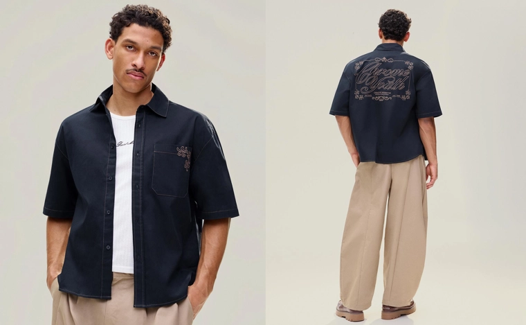 Рубашка оверсайз с короткими рукавами и вышивкой