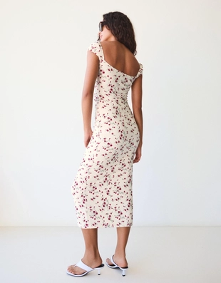 Платье миди из крепа с кружевом- Заказать в России