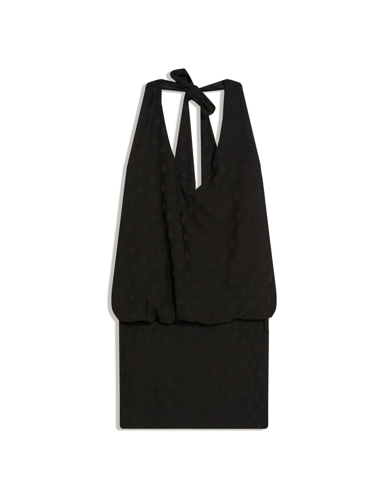 Мини-платье из жаккарда в горошек