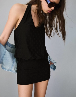 Мини-платье из жаккарда в горошек- Заказать в России