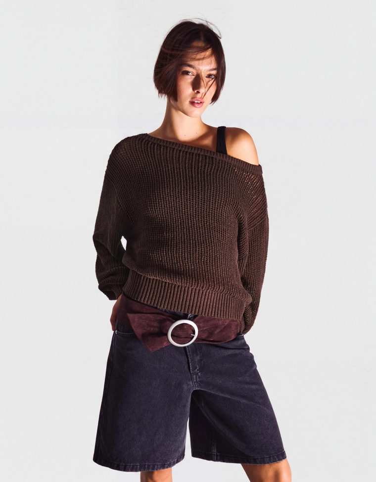 Свитер ажурной вязки в стиле рустик