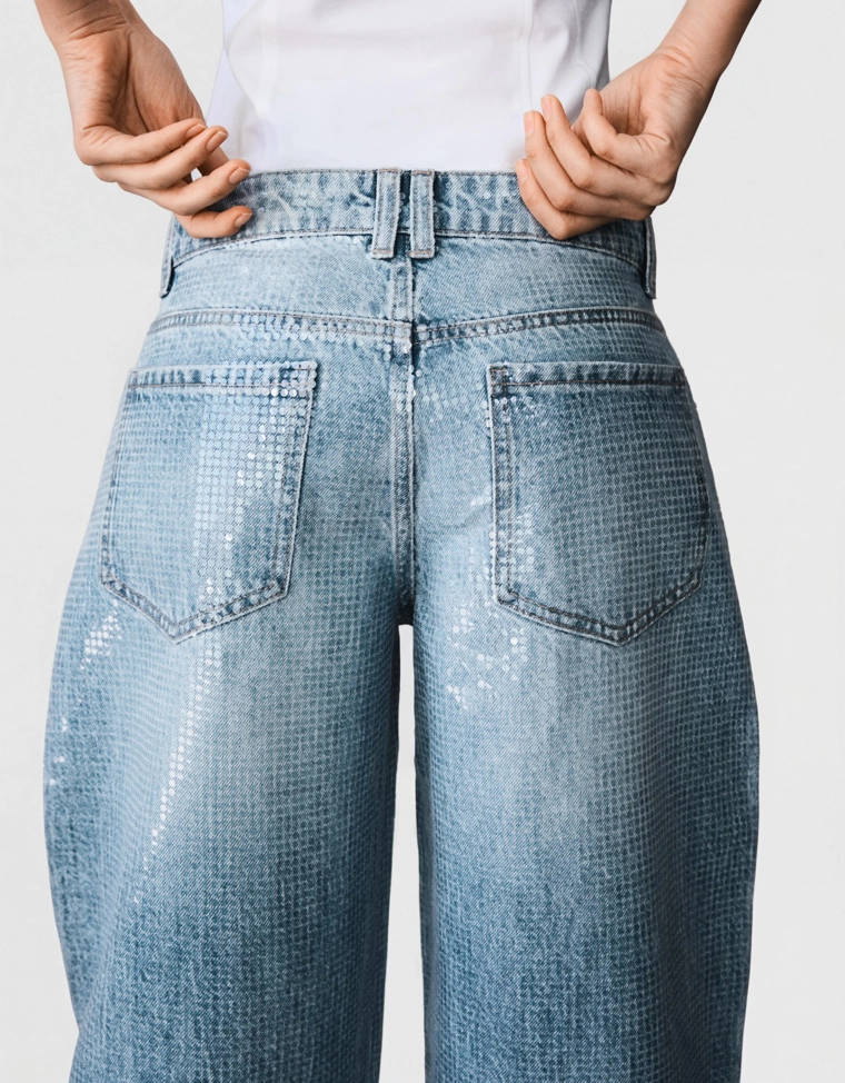 Джинсы barrel свободного кроя с пайетками