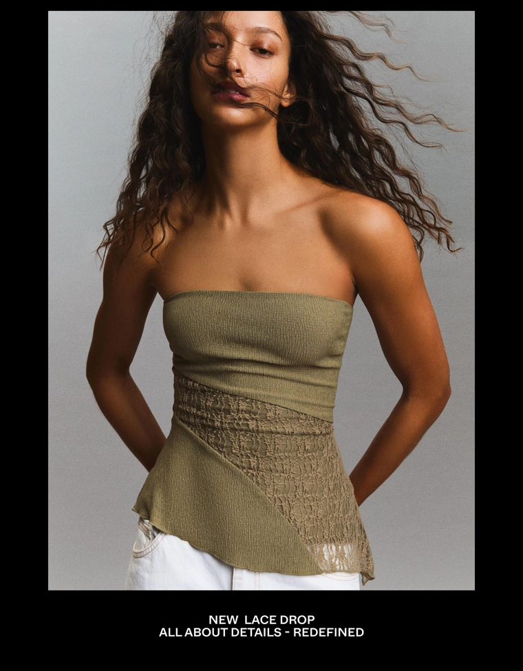 Кружевной топ бандо асимметричного кроя