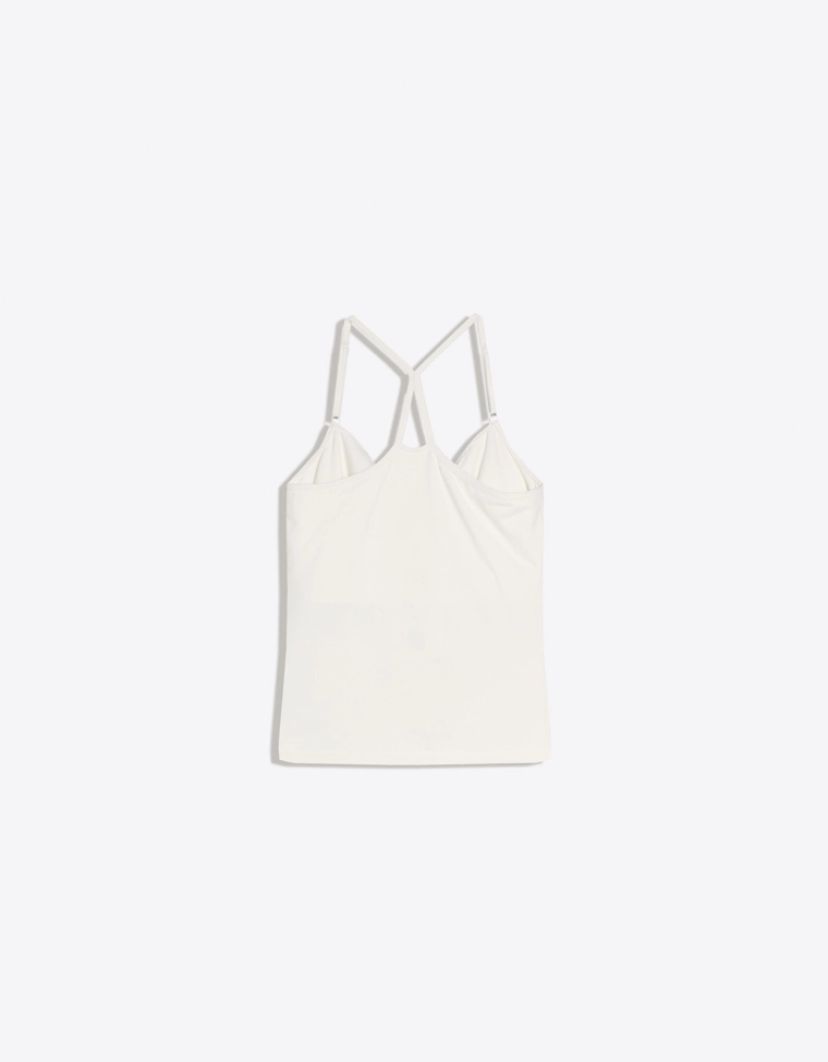 Майка на бретелях со сборкой