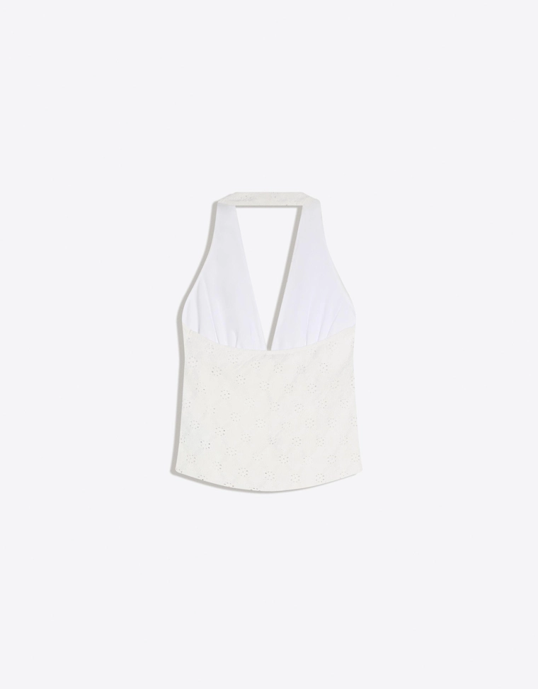 Топ с горловиной халтер на пуговицах