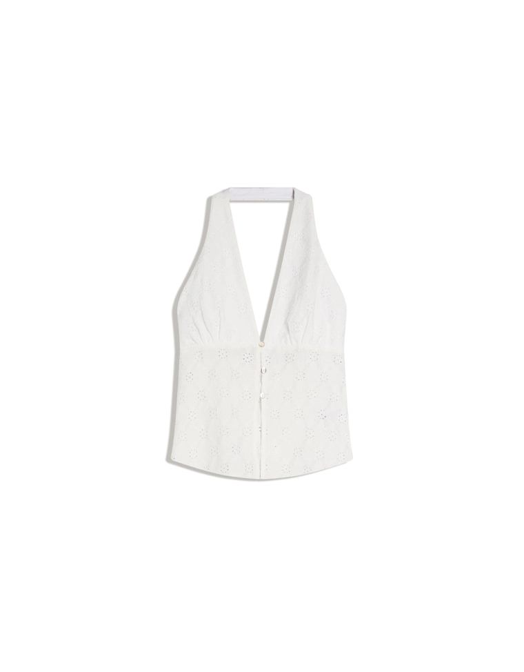 Топ с горловиной халтер на пуговицах