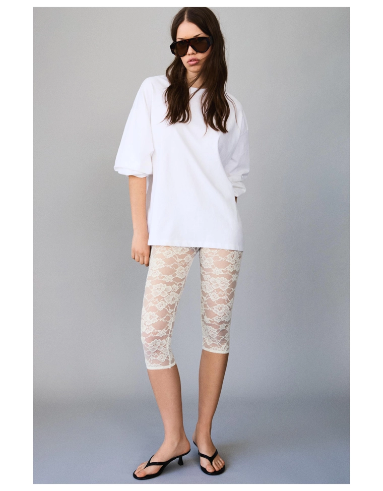 Легинсы капри с кружевом