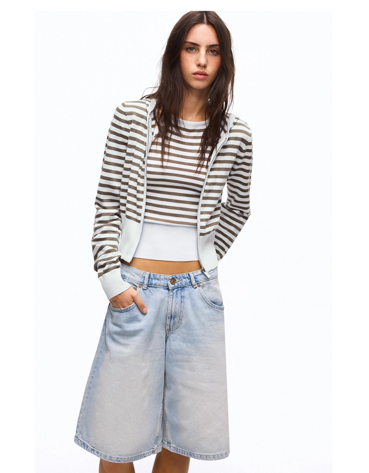 Полосатая толстовка на молнии