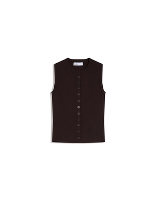 Жилет с круглым вырезом и пуговицами- Заказать в России