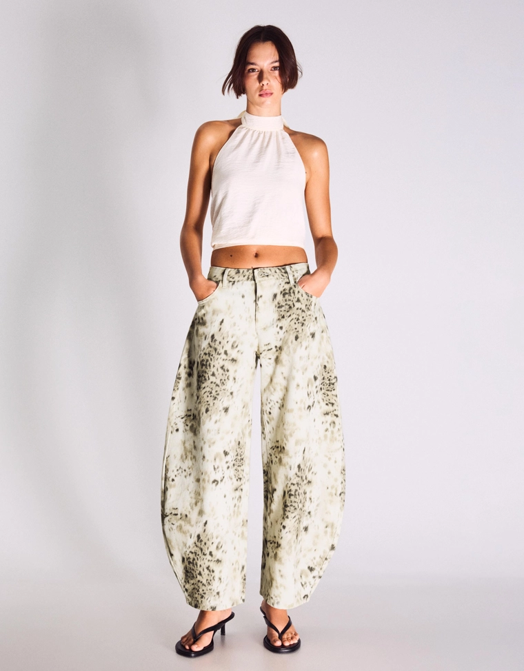 Брюки barrel с принтом