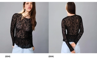 Лонгслив с кружевом и воланами- Заказать в России