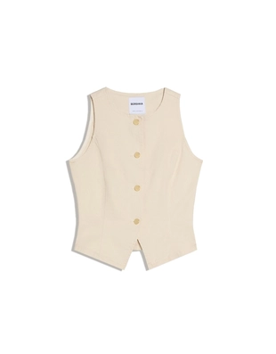 Джинсовый жилет со стразами на пуговицах- Заказать в России