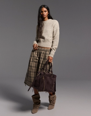 Мягкая сумка-боулинг из искусственной замши- Заказать в России