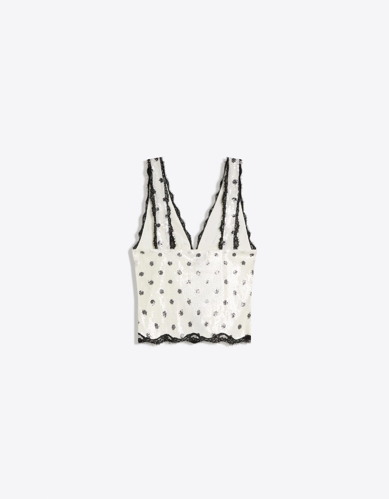 Кружевной топ с пайетками