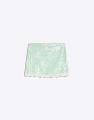 Мини-юбка с пайетками и кружевом- Заказать в России