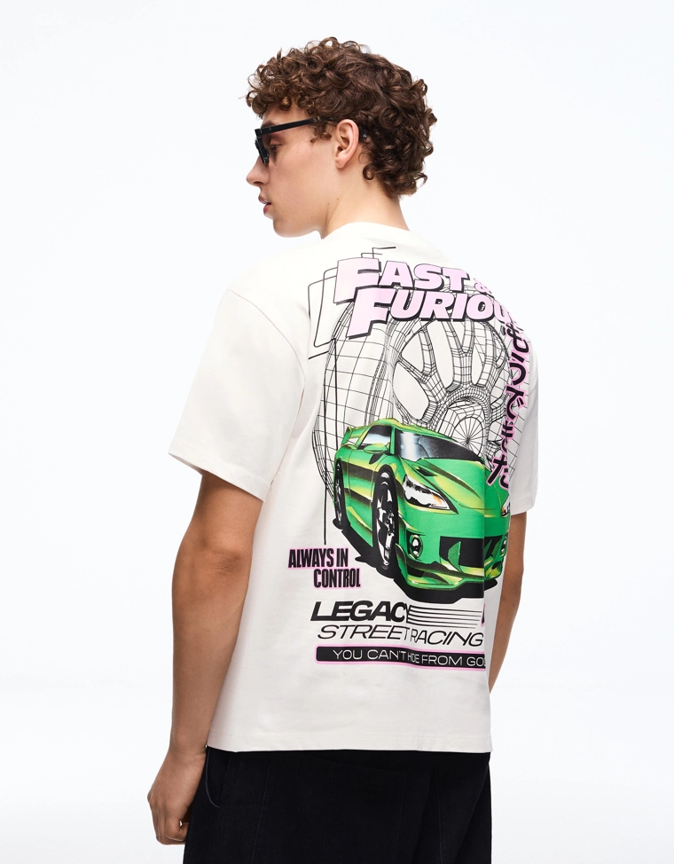 Футболка с принтом «Форсаж» и короткими рукавами