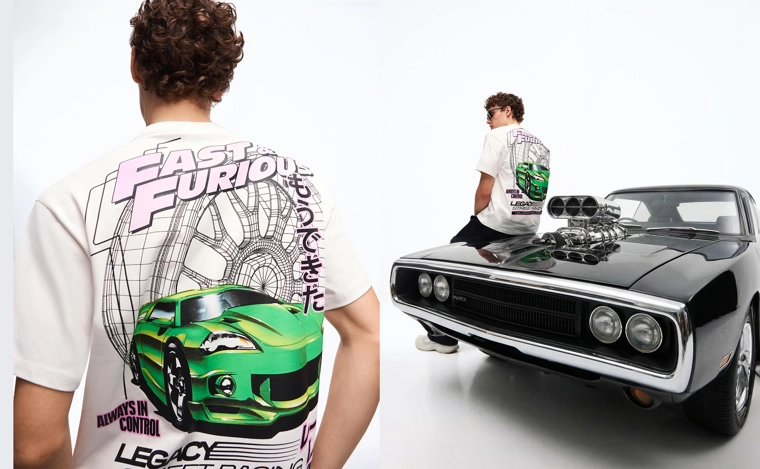 Футболка с принтом «Форсаж» и короткими рукавами